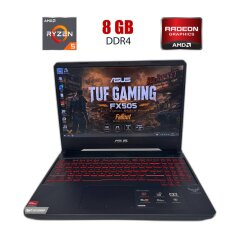 Ноутбук Б-клас ASUS TUF FX505DY / 15.6" (1920x1080) IPS / AMD Ryzen 5 3550H (4 (8) ядер по 2.1 - 3.7 GHz) / 8 GB DDR4 / 128 GB SSD + 1000 GB HDD / AMD Radeon RX 560X, 4 GB GDDR5, 128-bit / NoWebCam