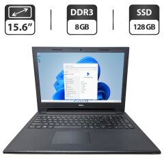 Ноутбук Б-клас Dell Inspiron 15 3000 / 15.6" (1366x768) TN / Intel Core i3-4005U (2 (4) ядра по 1.7 GHz) / 8 GB DDR3 / 128 GB SSD / Intel HD Graphics 4400 / WebCam