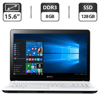 Ноутбук Б-класс Sony VaIO SVE171G / 15.6" (1366x768) TN / Intel Pentium 2020M (2 ядра по 2.4 GHz) / 8 GB DDR3 / 128 GB SSD / Intel HD Graphics 2500 / WebCam / DVD-ROM / VGA