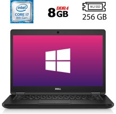 Ноутбук Dell Latitude 5490 / 14" (1920x1080) IPS / Intel Core i7-8650U (4 (8) ядра по 1.9 - 4.2 GHz) / 8 GB DDR4 / 256 GB SSD M.2 / Intel UHD Graphics 620 / WebCam / HDMI / Windows 10 ліцензія