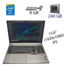 Ультрабук Fujitsu LifeBook E756 / 15.6" (1920х1080) IPS / Intel Core i5-6200U (2 (4) ядра по 2.3 - 2.8 GHz) / 8 GB DDR4 / 240 GB SSD / WebCam / USB 3.0 / HDMI