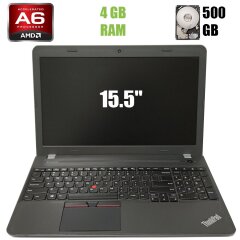 Ноутбук Lenovo ThinkPad E555 / 15.5" (1366x768) TN / AMD A6-7000 (2 ядра по 2.2 - 3.0 GHz) / 4 GB DDR3 / 500 GB HDD / WebCam