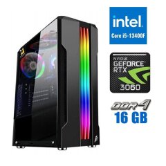 Новый игровой ПК Tower / Intel Core i5-13400F (10 (16) ядер по 1.8 - 4.6 GHz) / 16 GB DDR4 / 500 GB SSD M.2 / nVidia GeForce RTX 3060, 12 GB GDDR6, 192-bit / 700W