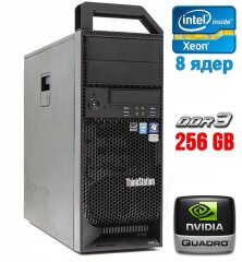 Робоча станція Lenovo ThinkStation S30 Tower / Intel Xeon E5-2670 (8 (16) ядер по 2.6 - 3.3 GHz) / 256 GB DDR3 / 240 GB SSD / nVidia Quadro 2000, 1 GB GDDR5, 128-bit / 610W / DVI / DisplayPort