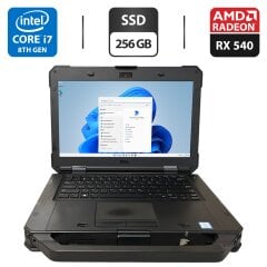 Захищений ноутбук Dell Latitude 5424 Rugged / 14" (1920x1080) IPS / Intel Core i5-8350U (4 (8) ядра по 1.7 - 3.6 GHz) / 32 GB DDR4 / 256 GB SSD M.2 / AMD Radeon RX 540, 4 GB GDDR5, 128-bit / WebCam / Два АКБ