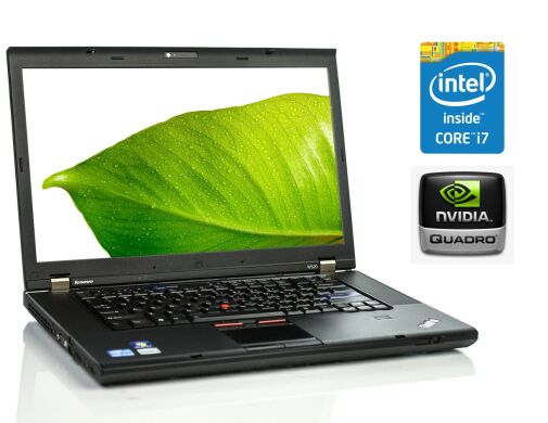 Мобільна робоча станція Lenovo ThinkPad W520 / 15.6" (1600x900) TN / Intel Core i7-2760QM (4 (8) ядра по 2.4 - 3.5 GHz) / 8 GB DDR3 / 256 GB SSD / nVidia Quadro 1000M, 2 GB DDR3, 128-bit / WebCam / DVD-ROM