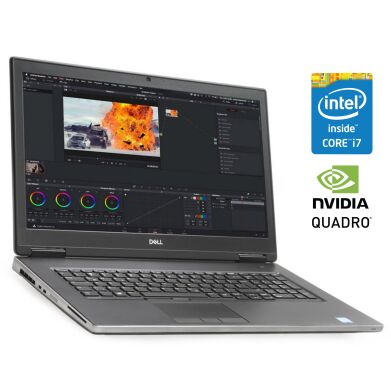 Мобильная рабочая станция Б-класс Dell Precision 7730 / 17.3" (1920x1080) IPS / Intel Core i7-8850H (6 (12) ядер по 2.6 - 4.3 GHz) / 16 GB DDR4 / 256 GB SSD NVMe / nVidia Quadro P3200, 6 GB GDDR5, 192-bit / WebCam / Win 11 Pro