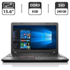 Ноутбук Lenovo ThinkPad E550 / 15.6" (1366x768) TN / Intel Core i3-5005U (2 (4) ядра по 2.0 GHz) / 8 GB DDR3 / 240 GB SSD / Intel HD Graphics 4400 / WebCam / HDMI / Windows 10 Pro