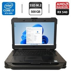 Захищений ноутбук Dell Latitude 5424 Rugged / 14" (1920x1080) IPS / Intel Core i5-8350U (4 (8) ядра по 1.7 - 3.6 GHz) / 16 GB DDR4 / 500 GB SSD M.2 / AMD Radeon RX 540, 4 GB GDDR5, 128-bit / WebCam / Два АКБ