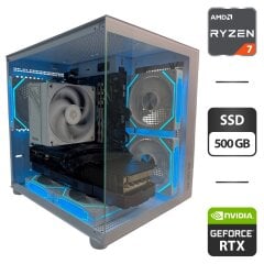 Игровой ПК Gamdias Aura GC10M ARGB White Tower / AMD Ryzen 7 5700X (8 (16) ядер по 3.4 - 4.6 GHz) / 32 GB DDR4 / 500 GB SSD / nVidia GeForce RTX 3070, 8 GB GDDR6, 256-bit / 700W