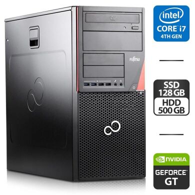 Комп'ютер Fujitsu Esprimo P920 E90 Tower / Intel Core i7-4770 (4 (8) ядра по 3.4 - 3.9 GHz) / 16 GB DDR3 / 128 GB SSD + 500 GB HDD / nVidia GeForce GT 630, 2 GB GDDR3, 128-bit
