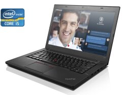 Ноутбук А-класс Lenovo ThinkPad T460 / 14" (1366x768) TN / Intel Core i5-6300U (2 (4) ядра по 2.4 - 3.0 GHz) / 8 GB DDR4 / 256 GB SSD / Intel HD Graphics 520 / WebCam / 2 АКБ