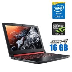 Игровой ноутбук Acer Nitro 5 AN515-53-55G9 / 15.6" (1920x1080) IPS / Intel Core i5-8300H (4 (8) ядра по 2.3 - 4.0 GHz) / 16 GB DDR4 / 240 GB SSD M.2 + 500 GB HDD / nVidia GeForce GTX 1050 Ti, 4 GB GDDR5, 128-bit / WebCam