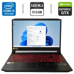 Игровой ноутбук Б-класс Acer Nitro AN515-55 / 15.6" (1920x1080) IPS / Intel Core i5-10300H (4 (8) ядра по 2.5 - 4.5 GHz) / 16 GB DDR4 / 512 GB SSD M.2 / nVidia GeForce GTX 1650, 4 GB GDDR6, 128-bit / WebCam