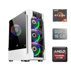 Ігровий ПК 1STPlayer DK-D4 / AMD Ryzen 5 5500 (6 (12) ядер по 3.6 - 4.2 GHz) / 16 GB DDR4 / 128 GB SSD + 1000 GB HDD / AMD Radeon RX 580 2048SP, 8 GB GDDR5, 256-bit / 500 W / ASRock A520M-HVS