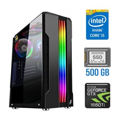 Ігровий ПК Tower / Intel Core i5-4460 (4 ядра по 3.2 - 3.4 GHz) / 16 GB DDR3 / 500 GB SSD / nVidia GeForce GTX 1660 Ti, 6 GB GDDR6, 192-bit / 500W