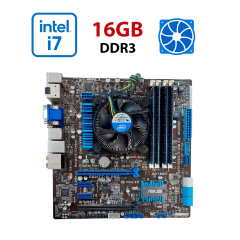 Комплект: Материнская плата Asus P8H77-M Pro / Intel Core i7-3770K (4 (8) ядра по 3.5 - 3.9 GHz) / 16 GB DDR3 / Socket LGA 1155 / Кулер