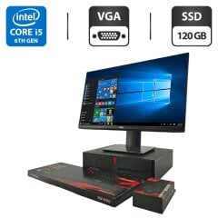 Комплект ПК: комп'ютер Lenovo ThinkCentre M710s SFF / Intel Core i5-6400 (4 ядра по 2.7 - 3.3 GHz) / 4 GB DDR4 / 120 GB SSD / Intel HD Graphics 530 + Монітор Dell P2319H / 23" (1920x1080) IPS / USB-Hub, VGA, HDMI, DisplayPort