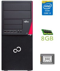 Комп`ютер Fujitsu Esprimo P720 E90+ Tower / Intel Core i3-4130 (2 (4) ядра по 3.4 GHz) / 8 GB DDR3 / 240 GB SSD / Intel HD Graphics 4400 / 280W / DisplayPort / DVI