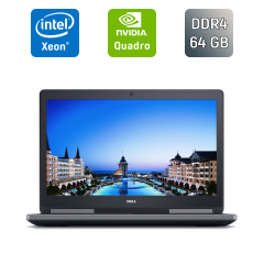 Мобільна робоча станція Dell Precision 7720 / 17.3" (1920x1080) IPS / Intel Xeon E3-1535M v6 (4 (8) ядра по 3.1 - 4.2 GHz) / 64 GB DDR4 / 1000 GB SSD / nVidia Quadro P5000, 16 GB GDDR5X, 256-bit / WebCam / HDMI / Windows 10
