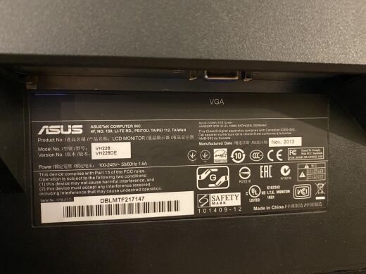 Монітор ASUS VH228 / 21.5" (1920x1080) TN / VGA / VESA 100x100 