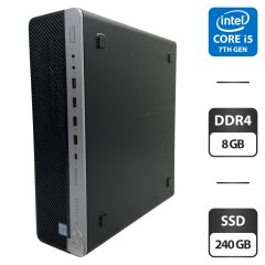 Комп'ютер HP EliteDesk 800 G3 SFF / Intel Core i5-7500T (4 ядра по 2.7 - 3.3 GHz) / 8 GB DDR4 / 240 GB SSD / Intel UHD Graphics 630