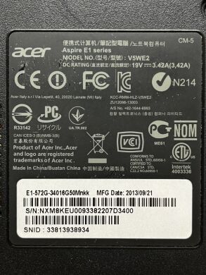 Ноутбук Б-клас Acer Aspire E1-572G / 15.6" (1366x768) TN / Intel Core i3-4010U (2 (4) ядра по 1.7 GHz) / 8 GB DDR3 / 120 GB SSD / AMD Radeon HD 8670M, 1 GB DDR3, 64-bit / WebCam Ноутбук Б-клас Acer Aspire E1-572G / 15.6" (1366x768) TN / Intel Core i3-4010U (2 (4) ядра по 1.7 GHz) / 8 GB DDR3 / 120 GB SSD / AMD Radeon HD 8670M, 1 GB DDR3, 64-bit / WebCam