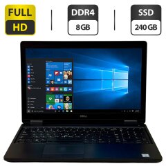 Ноутбук Б-класс Dell Latitude 5580 / 15.6" (1920x1080) IPS / Intel Core i5-7440HQ (4 ядра по 2.8 - 3.8 GHz) / 8 GB DDR4 / 240 GB SSD / Intel HD Graphics 630 / WebCam / Windows 10 Pro