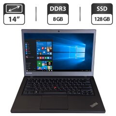 Ноутбук Б-клас Lenovo ThinkPad T440s / 14" (1600x900) TN / Intel Core i5-4300U (2 (4) ядра по 1.9 - 2.9 GHz) / 8 GB DDR3 / 128 GB SSD / Intel HD Graphics 4400 / WebCam