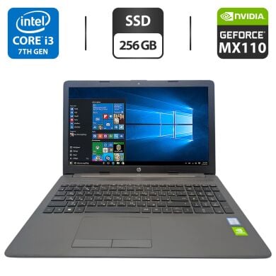 Ноутбук HP 250 G7 / 15.6" (1920x1080) TN / Intel Core i3-7020U (2 (4) ядра по 2.3 GHz) / 8 GB DDR4 / 256 GB SSD / nVidia GeForce MX110, 2 GB GDDR5, 64-bit / WebCam Ноутбук HP 250 G7 / 15.6" (1920x1080) TN / Intel Core i3-7020U (2 (4) ядра по 2.3 GHz) / 8 GB DDR4 / 256 GB SSD / nVidia GeForce MX110, 2 GB GDDR5, 64-bit / WebCam