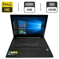 Ноутбук Б-клас Lenovo G50 / 15.6" (1920x1080) TN / Intel Celeron N2840 (2 ядра по 2.16 - 2.58 GHz) / 8 GB DDR3 / 120 GB SSD / Intel HD Graphics / VGA