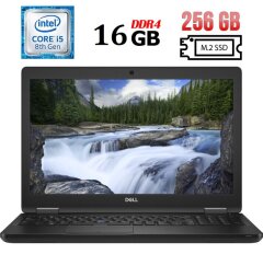 Ультрабук Dell Latitude E5590 / 15.6" (1920x1080) IPS / Intel Core i5-8250U (4 (8) ядра по 1.6 - 3.4 GHz) / 16 GB DDR4 / 256 GB SSD M.2 / Intel UHD Graphics 620 / WebCam / HDMI