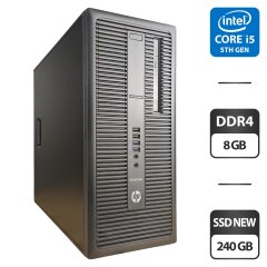 Комп'ютер HP EliteDesk 800 G2 Tower / Intel Core i5-6500 (4 ядра по 3.2 - 3.6 GHz) / 8 GB DDR4 / 240 GB SSD NEW / Intel HD Graphics 530 / DVD-ROM