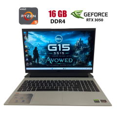 Игровой ноутбук Б-класс Dell G15 5515 / 15.6" (1920x1080) IPS / AMD Ryzen 5 5600H (6 (12) ядер по 3.3 - 4.2 GHz) / 16 GB DDR4 / 512 GB SSD / nVidia GeForce RTX 3050, 4 GB GDDR6, 128-bit / WebCam