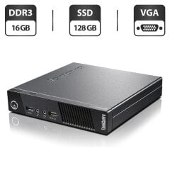 Неттоп Lenovo ThinkCentre M93p Tiny USFF / Intel Core i5-4570T (2 (4) ядра по 2.9 - 3.6 GHz) / 16 GB DDR3 / 128 GB SSD / Intel HD Graphics 4600 / Блок питания