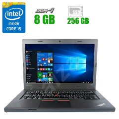 Ноутбук Lenovo ThinkPad L470 / 14" (1920x1080) IPS / Intel Core i5-7200U (2 (4) ядра по 2.5 - 3.1 GHz) / 8 GB DDR4 / 256 GB SSD / Intel HD Graphics 620 / WebCam / Посилена батарея