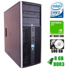 HP 8000 Tower / Intel® Core™2 Quad Q9400 (4 ядра по 2.66GHz) / 8GB DDR3 / 500GB HDD / nVidia GeForce GT 1030 2GB GDDR5 / DVD-RW