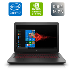 Игровой ноутбук Б-класс HP Omen 17-w295ms / 17.3" (1920x1080) IPS / Intel Core i7-7700HQ (4 (8) ядра по 2.8 - 3.8 GHz) / 16 GB DDR4 / 128 GB SSD + 1000 GB HDD / nVidia GeForce GTX 1070, 8 GB GDDR5, 256-bit / WebCam / HDMI