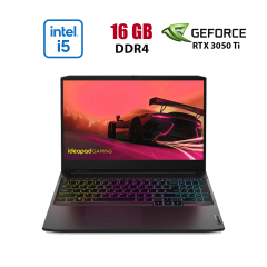 Ігровий ноутбук Lenovo IdeaPad Gaming 3 15IHU6 / 15.6" (1920x1080) IPS / Intel Core i5-11300H (4 (8) ядра по 2.6 - 4.4 GHz) / 16 GB DDR4 / 512 GB SSD / nVidia GeForce RTX 3050 Ti, 4 GB GDDR6, 128-bit / WebCam