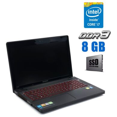 Игровой ноутбук Lenovo IdeaPad Y510p / 15.6" (1920x1080) TN / Intel Core i7-4700MQ (4 (8) ядра по 2.4 - 3.4 GHz) / 8 GB DDR3 / 120 GB SSD + 1000 GB HDD / nVidia GeForce GT 755M, 4 GB GDDR5, 128-bit / WebCam / HDMI Игровой ноутбук Lenovo IdeaPad Y510p / 15.6" (1920x1080) TN / Intel Core i7-4700MQ (4 (8) ядра по 2.4 - 3.4 GHz) / 8 GB DDR3 / 120 GB SSD + 1000 GB HDD / nVidia GeForce GT 755M, 4 GB GDDR5, 128-bit / WebCam / HDMI