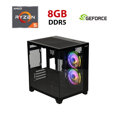 Ігровий ПК FORSAGE REEF GBNU3 Black Tower / AMD Ryzen 5 8400F (6 (12) ядер по 4.2 - 4.7 GHz) / 8 GB DDR5 / 480 GB SSD / nVidia GeForce GTX 1660 Ti, 6 GB GDDR6, 192-bit
