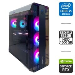Ігровий ПК GameMax MoonLight Tower / Intel Core i5-8500 (6 ядер по 3.0 - 4.1 GHz) / 32 GB DDR4 / 512 GB SSD M.2 + 1000 GB HDD / nVidia GeForce RTX 3060 Ti, 8 GB GDDR6, 256-bit / 600W + Кабелі HDMI та живлення