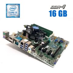 Комплект: Материнская плата HP Z240 SFF / Socket LGA1151 + Intel Core i3-7100 (2 (4) ядра по 3.9 GHz) + 16 GB DDR4 + кулер Intel E97379-003 NEW + переходник для БП-МП