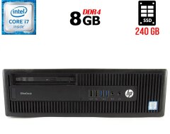 Компьютер Б-класс HP EliteDesk 800 G2 SFF / Intel Core i7-6700 (4 (8) ядра по 3.4 - 4.0 GHz) / 8 GB DDR4 / 240 GB SSD / Intel HD Graphics 530 / 200W / DVD-RW / DisplayPort