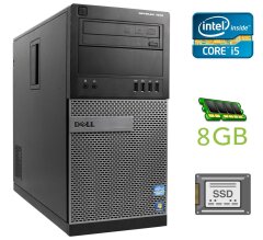 Компьютер Dell OptiPlex 7010 Tower / Intel Core i5-3470 (4 ядра по 3.2 - 3.6 GHz) / 8 GB DDR3 / 240 GB SSD / Intel HD Graphics 2500 / 275W / DVD-RW / DisplayPort