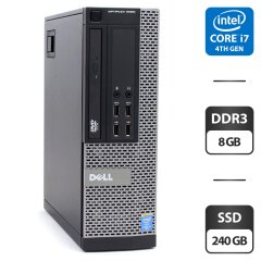Компьютер Dell OptiPlex 9020 SFF / Intel Core i7-4770 (4 (8) ядра по 3.4 - 3.9 GHz) / 8 GB DDR3 / 240 GB SSD / Intel HD Graphics 4600 / VGA