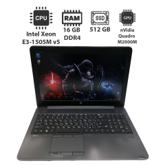 Мобільна робоча станція Б-клас HP ZBook 15 G3 / 15.6" (1920x1080) IPS / Intel Xeon E3-1505M v5 (4 (8) ядра по 2.8 - 3.7 GHz) / 16 GB DDR4 / 512 GB SSD / nVidia Quadro M2000M, 4 GB GDDR5, 128-bit / WebCam