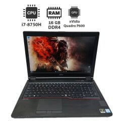 Мобильная рабочая станция Fujitsu Celsius H780 / 15.6" (1920x1080) IPS / Intel Core i7-8750H (6 (12) ядер по 2.2 - 4.1 GHz) / 16 GB DDR4 / 512 GB SSD / nVidia Quadro P600, 4 GB GDDR5, 128-bit / WebCam