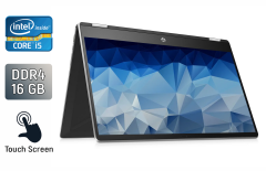 Ноутбук-трансформер Б-клас HP Pavilion x360 15-dg1052nr / 15.6" (1920x1080) IPS Touch / Intel Core i5-10210U (4 (8) ядра по 1.6 - 4.2 GHz) / 16 GB DDR4 / 512 GB SSD / Intel UHD Graphics / WebCam / Windows 10