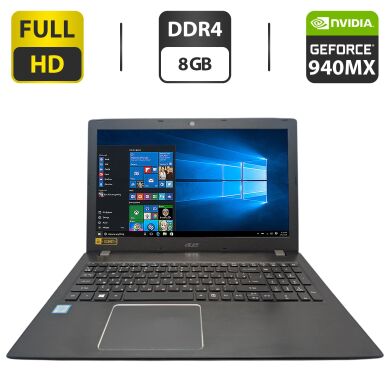 Ноутбук Acer Aspire E5-575G / 15.6" (1920x1080) TN / Intel Core i3-6006U (2 (4) ядра по 2.0 GHz) / 8 GB DDR4 / 120 GB SSD M.2 + 1000 GB HDD / nVidia GeForce 940MX, 4 GB GDDR5, 64-bit / WebCam